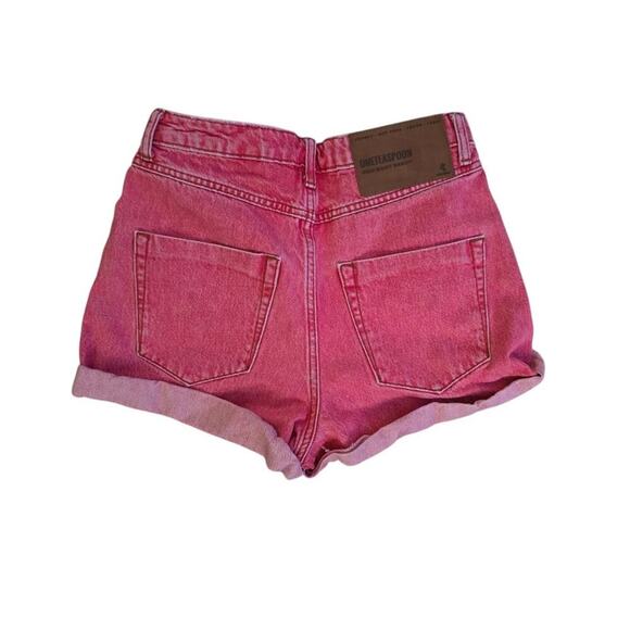 One Teaspoon Bandit High Waisted Distressed Organic Size 27 Denim Shorts Red - Picture 2 of 6